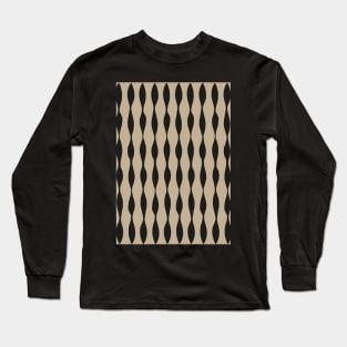 Abstract Monochromatic Pattern in Black and Ivory Brown Long Sleeve T-Shirt